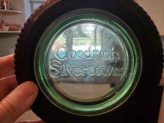 Vintage Green Depression Glass Advertising Goodrich Silvertowns Tire Ashtray