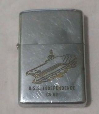 Vtg 1975 Zippo Lighter Uss Independence Cv 62 Us Navy