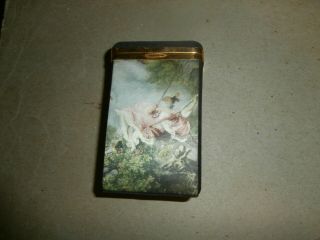 Vintage Victorian Lady On Outdoor Swing Cigarette Case