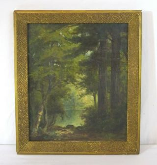 Antique American Oil On Canvas Painting Hudson River School Style Landscape