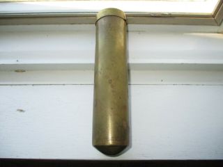 Vintage Cigar Holder Round Brass Tube Portable : (6 " Long)