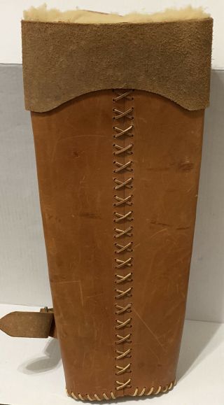 Vtg Leather Lacing Quiver Archery Hunting Arrow Holder Shearling Handmade Case