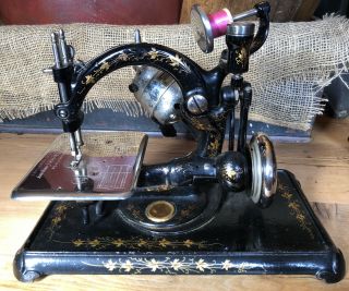 Vintage Western Electric Stitch Sewing Machine With Wood Case,  Pedal,  & Motor