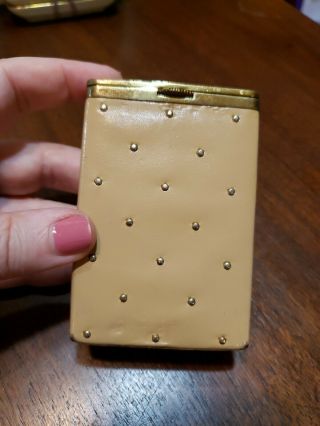 Vintage Princess Gardner Cigarette Pop - Top Hinged Case,  Beige Leather With Gold