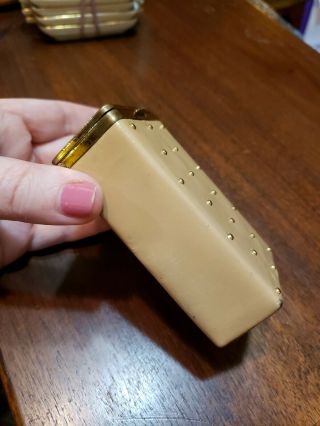 Vintage PRINCESS GARDNER Cigarette Pop - Top Hinged Case,  Beige Leather With Gold 2
