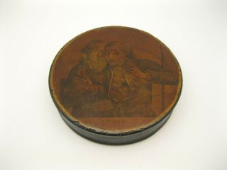 19th Century Georgian Paper Mache - On Dit - Round Snuff Box