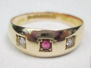 Antique Victorian Gypsy Ring 15k Solid Gold.  Full British Hallmarks C - 1890