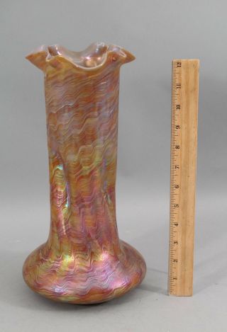 Large Antique Hand Blown Art Glass Czech Czechoslovakian Loetz Iridescent Vase