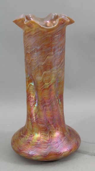 Large Antique Hand Blown Art Glass Czech Czechoslovakian Loetz Iridescent Vase 2