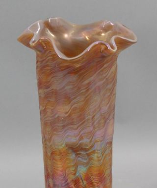 Large Antique Hand Blown Art Glass Czech Czechoslovakian Loetz Iridescent Vase 3