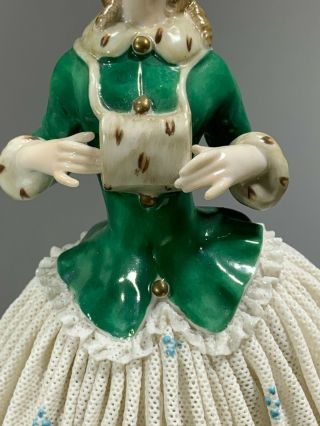 Very Rare 19th Dresden VOLKSTEDT Porcelain Lace Figurine 