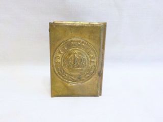 Vintage Brass Wwi German Military Match Holder Matchbox Holder Gott Mit Uns