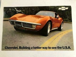 Vintage Nos 1972 Chevrolet Corvette Dealership Showroom Poster 17 " X11 "