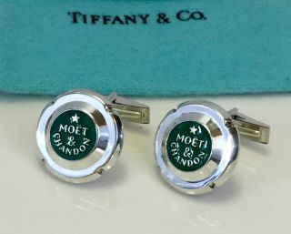 Tiffany & Co Vintage 925 Silver Moet & Chandon Champagne Bottle Cap Cufflinks