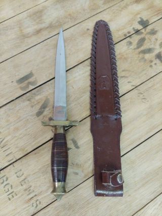Vintage Stainless Pakistan Double Edge Dagger With Sheath 12.  5 "