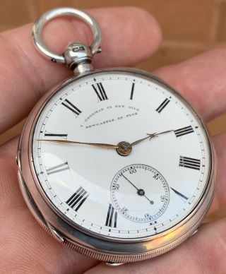 A Gents Fine Quality Antique Solid Silver Newcastle On Tyne Fusee Pocket Watch.