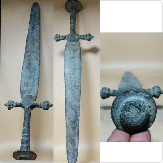 Roman Ancient Bronze Rare Knife Cross Wonderful Sword 40 Cm 22