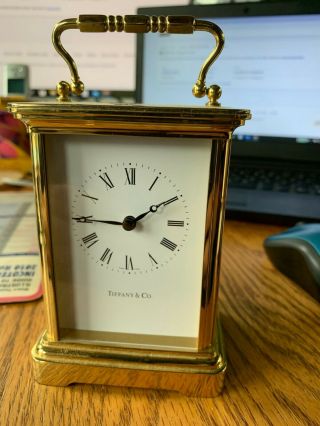 Vintage Tiffany & Co.  Swiss Made Brass/quartz Desk Carriage Clock