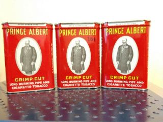 29 Vintage Prince Albert Crimp Cut Pipe & Cigarette Tobacco Pocket Tins 1950s