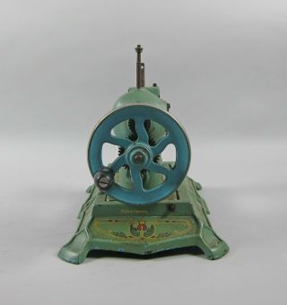 Antique Muller Child ' s Miniature Cast Iron Sewing Machine Model 19 Blue/Green 3