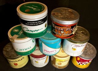 9 Different Vintage Tobacco Tins With Lids, .