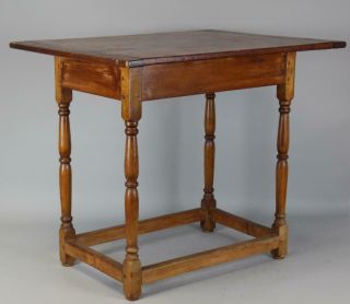 Rare 18th C William And Mary Stretcher Base Tavern Table Top Form