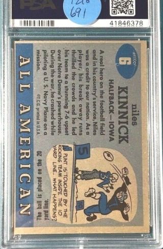1955 Topps Football All American 6 Nile Niles Kinnick PSA 5.  5 Nicely Centered 2