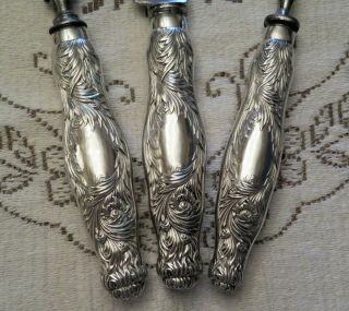 Chrysanthemum 3 Piece Sterling Silver Large Carving Set by Tiffany & Co.  1880 3