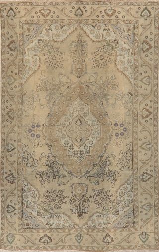 Muted Hand - Knotted Vintage Kashmar Floral Oriental Area Rug Wool Carpet 6 