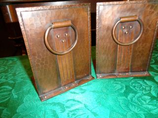 Pr.  Antique Roycroft Arts & Crafts Hammered Copper Door Knocker Bookends