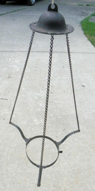 Vintage Chain & Wrought Iron Hanging Basket,  Planter Flower Plant