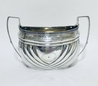 Large Antique Georgian 1804 Solid Sterling Silver Twin Handled Sugar Bowl Basin