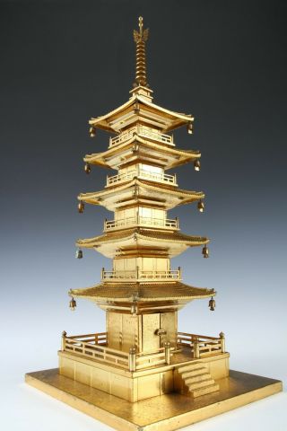 Old Vintage Five Storied Brass Pagoda - Horyuji Temple - Japan World Heritage
