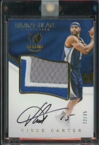 2016 Panini Immaculate Vince Carter 22/35 Auto Premium Patch Jersey