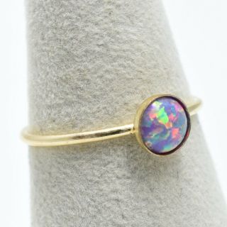 Handmade Vintage 14k Gold Filled Ring Size 7 With 6mm Purple Fire Opal