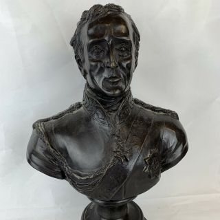 Vintage Bronze Bust Of The Duke Of Wellington On Marble Base 37cm High 2