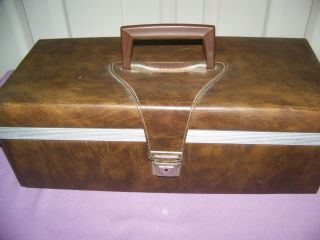 8 - Track Tape Carry Case Holds 24 Service Mfg.  Co.  Brown Faux Leather Vintage Usa
