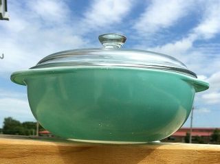 Vintage Pyrex Turquoise Robins Egg Light Blue 023 1 1/2 Qt Round Casserole,  Lid
