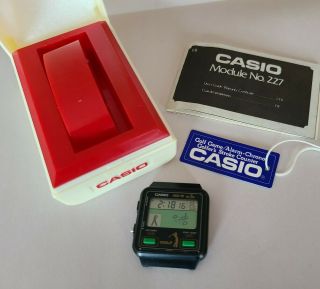 Very Rare Vintage Casio Gg - 9 Golfing Game Wrist Watch W/box,  Tag & Instructions
