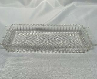 Vintage Rectangle Serving Dish Tray Platter,  Cut Glass Crystal Scalloped Edges