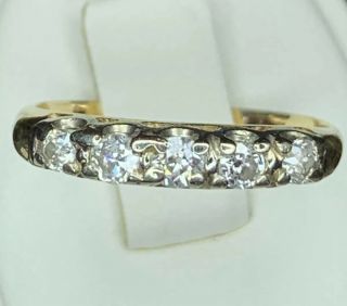 Antique Art Deco 1/4 Ct Diamond Ring 14k Yellow Gold Womens Sz 5.  25 Wedding Band