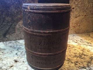 Vintage Brigg’s Smoking Tobacco Wooden Barrel Shaped Container