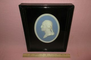 Antique 19th C Wedgwood Pottery Blue Jasperware George Washington Plaque Rare