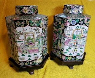 Antique Chinese Porcelain Tea Caddies 12 "