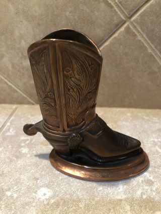 Vintage Evans Cowboy Boot Cigarette Holder Heavy Metal Copper Color