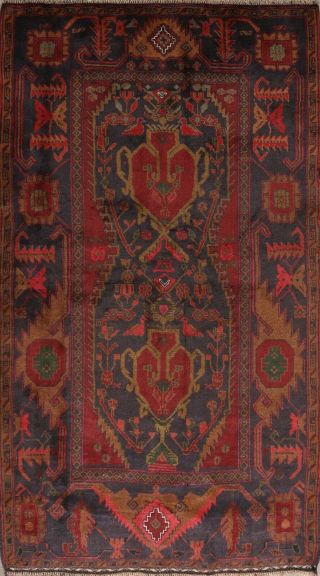 Vintage Tribal Hand - Knotted Sirjan Geometric Area Rug Wool Oriental Carpet 4x7
