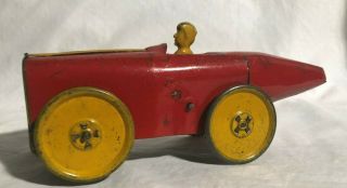 Girard Tinplate Wind Up Boat Tail Racer Antique Tin Toy Race Car