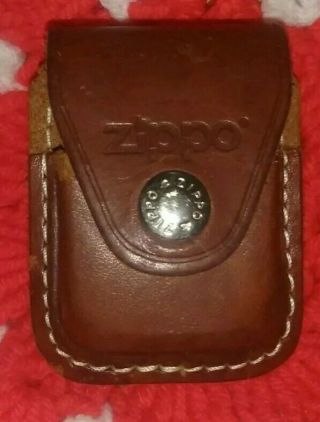Zippo Brown Leather Lighter Pouch/Case/Holder W/Belt - Boot Clip Made In U.  S.  A. 2