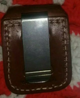 Zippo Brown Leather Lighter Pouch/Case/Holder W/Belt - Boot Clip Made In U.  S.  A. 3