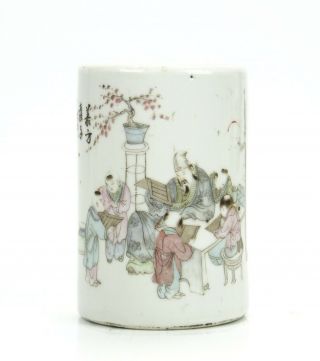 An Antique Chinese Famille Rose Brush Pot